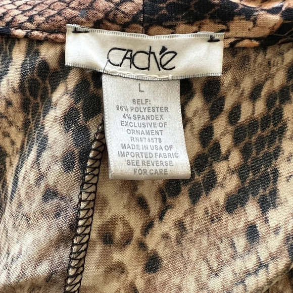 Cache Snake Print Sleeveless top with sequins & tie waist Size L - Picture 3 of 4